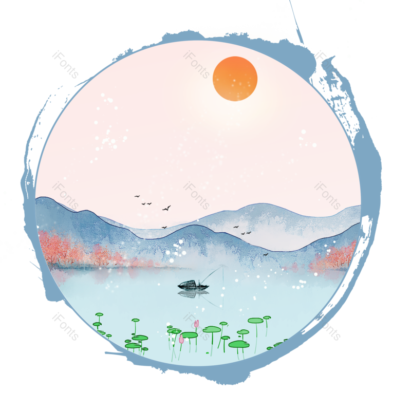 水墨图片,中国风元素,荷花PNG,古典免抠素材